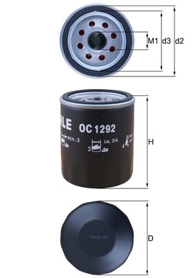 Olejový filter MAHLE ORIGINAL OC1292
